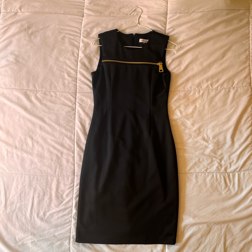 Calvin Klein Black Dress with Gold Zipper